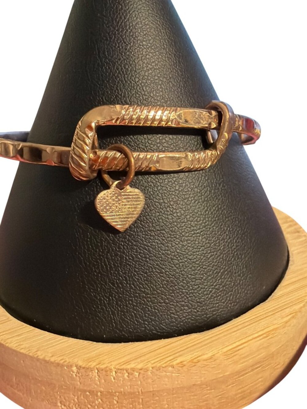 Alex And Ani Rose Gold Tone Bangle Bracelet Heart Etched Adjustable 7.25"